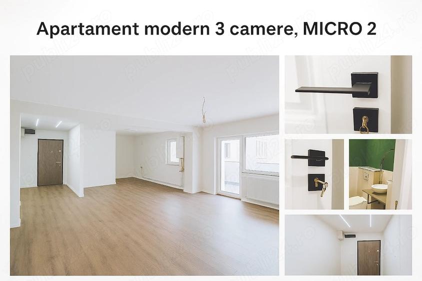 Apartament cu 3 camere decomandat în Micro 2