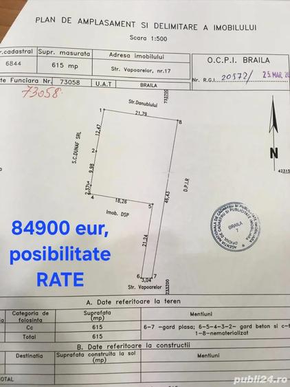 Teren de 982 mp, în Central