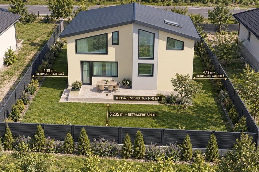 Casă cu 5 camere cu Teren 374 Mp în Tunari