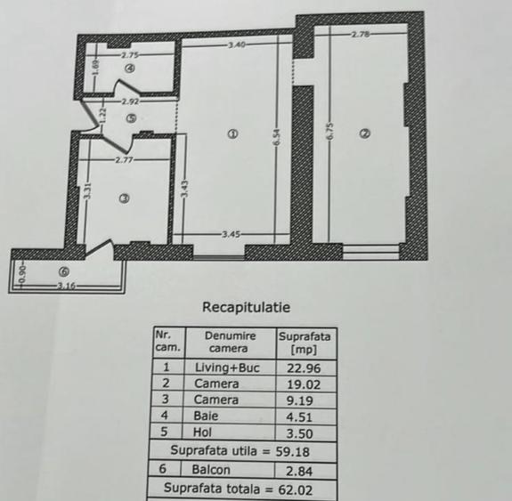 Apartament cu 3 camere semidecomandat în Viilor