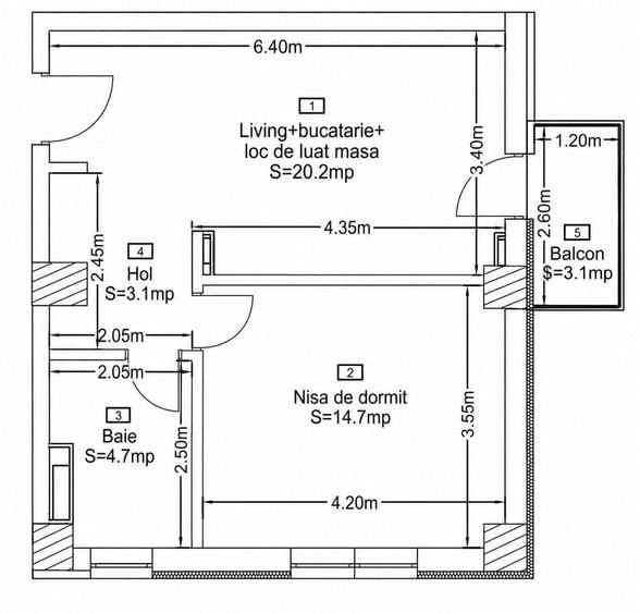 Apartament 2 camere – 43 mp + balcon + parcare subterană - EGO Residence - 8
