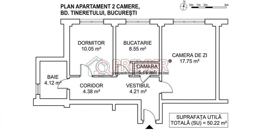 Apartament cu 2 camere decomandat în Tineretului