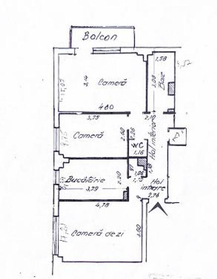 Apartament cu 3 camere decomandat, mobilat în Baza 3