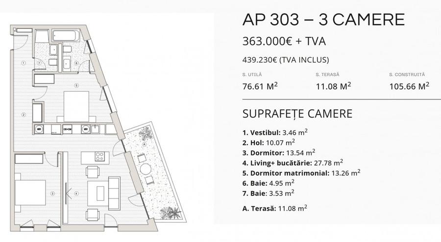 Apartament cu 3 camere decomandat în P-ța Rosetti