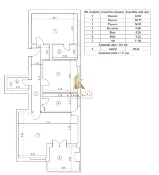 Apartament cu 3 camere decomandat, mobilat în Barbu Văcărescu