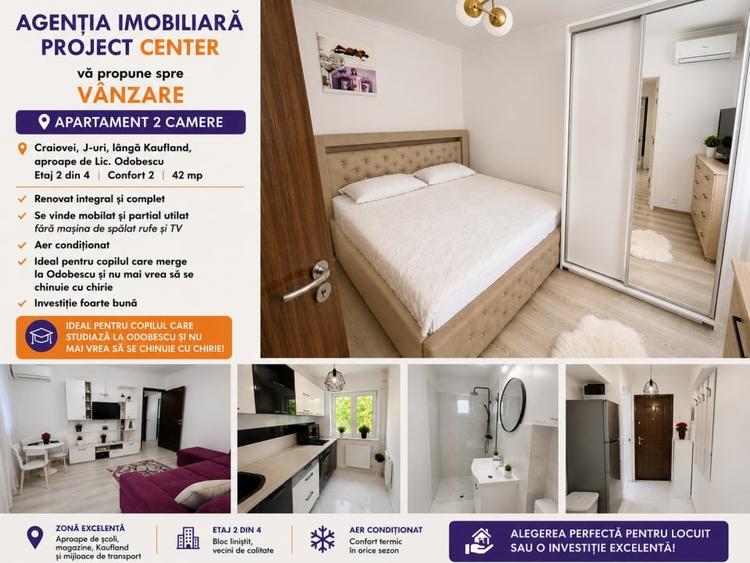 Apartament cu 2 camere nedecomandat, mobilat în Craiovei