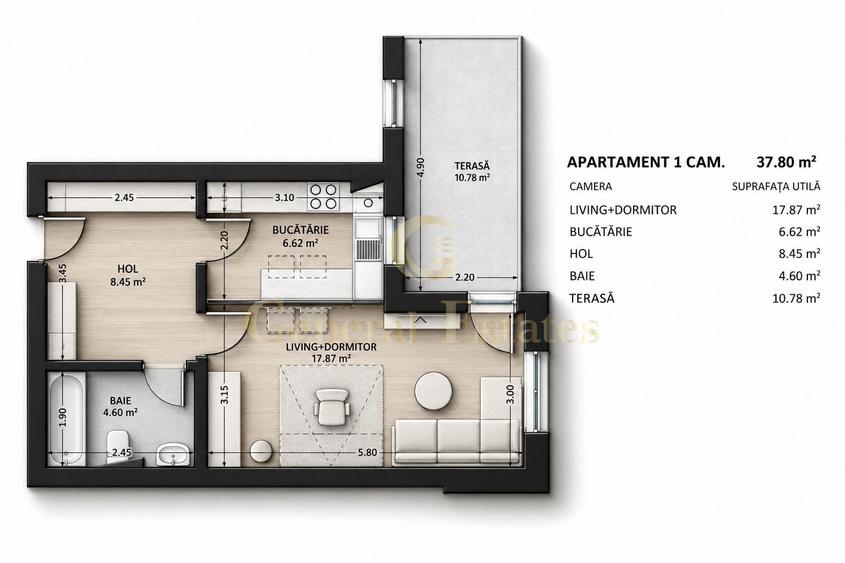 Garsoniera 37,8 mp + terasa 10,78 mp | Avantgarden, Brasov - 5