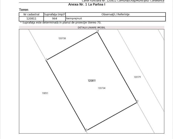 Teren Construcții intravilan de 809 mp, în Corbeanca
