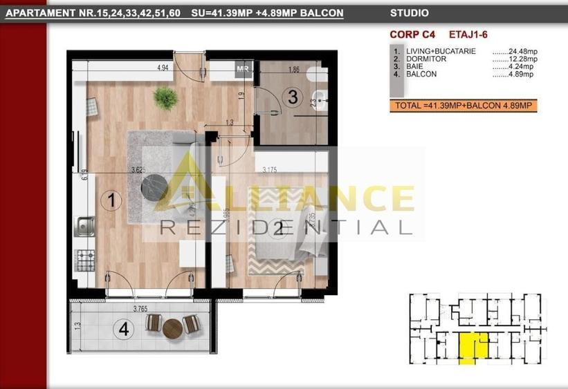Apartament cu 2 camere semidecomandat în Central