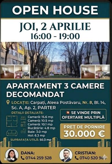 OPEN HOUSE | Apartament cu 3 camere, la parter | Carpati 1 - 9