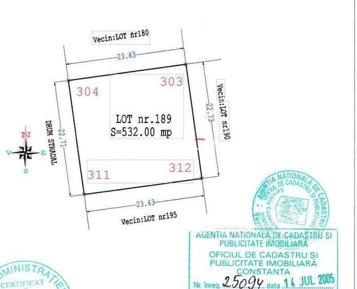 Teren Construcții extravilan de 532 mp, în Sud
