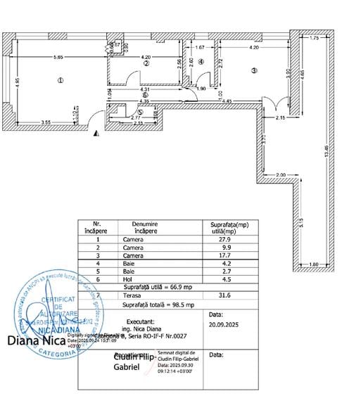Apartament cu 3 camere semidecomandat în Dorobanți