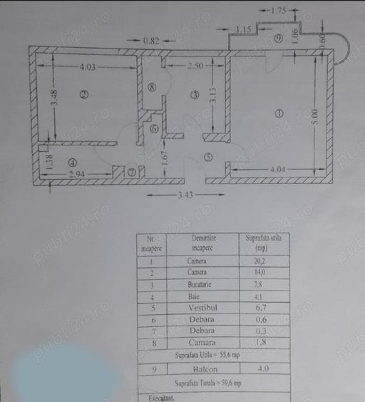 Apartament cu 2 camere decomandat în Central