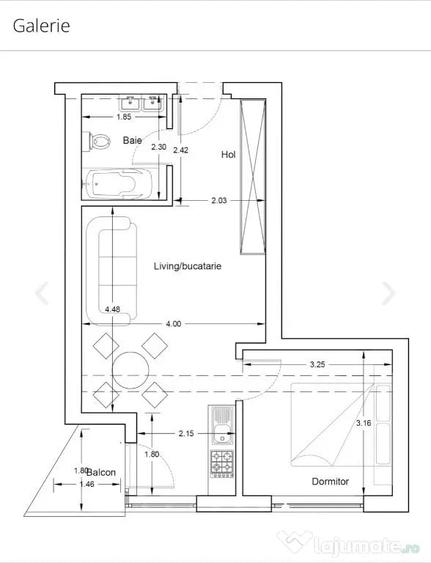 Apartament cu 2 camere decomandat în Nord