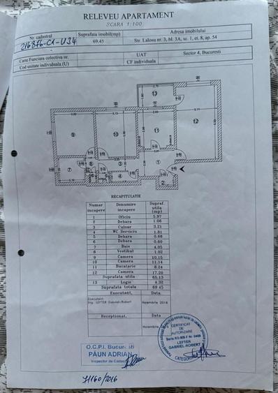 Apartament cu 3 camere în Central