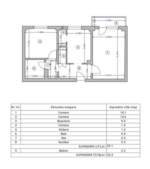 Apartament cu 2 camere decomandat în Sebastian