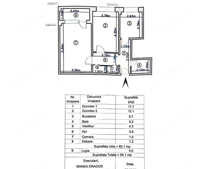 Apartament cu 2 camere decomandat în Titan