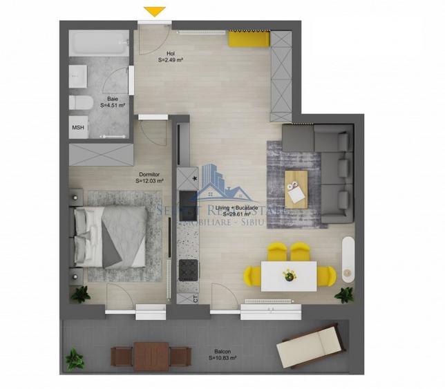 Apartament cu 2 camere decomandat în Șelimbăr