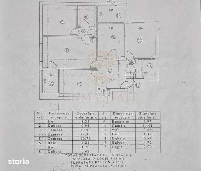 Apartament cu 4 camere semidecomandat, mobilat în Militari