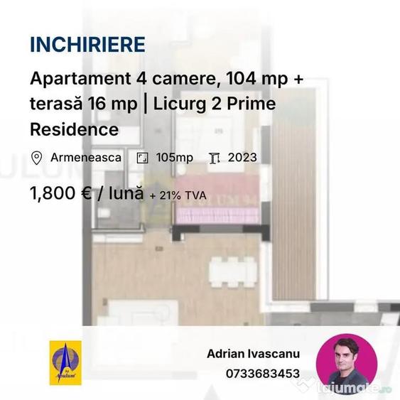Apartament cu 4 camere decomandat în Ultracentral