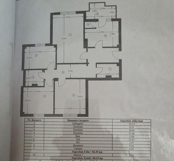 Apartament cu 4 camere decomandat în Central