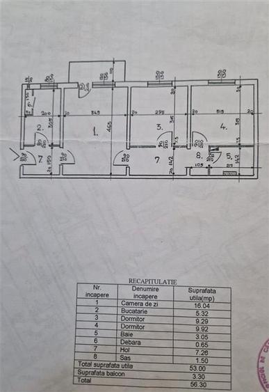 Apartament cu 3 camere semidecomandat, mobilat în Baza 3