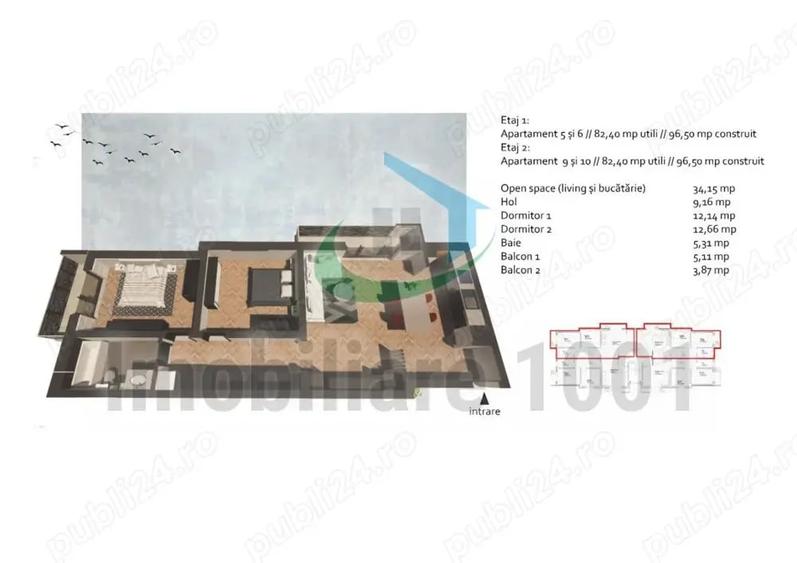 Apartament cu 3 camere decomandat în Tăuții-Măgherăuș