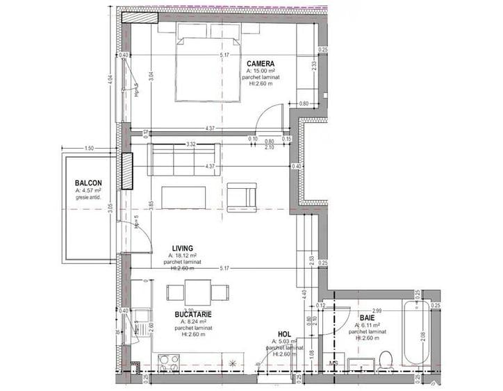 Apartament cu 2 camere în Central
