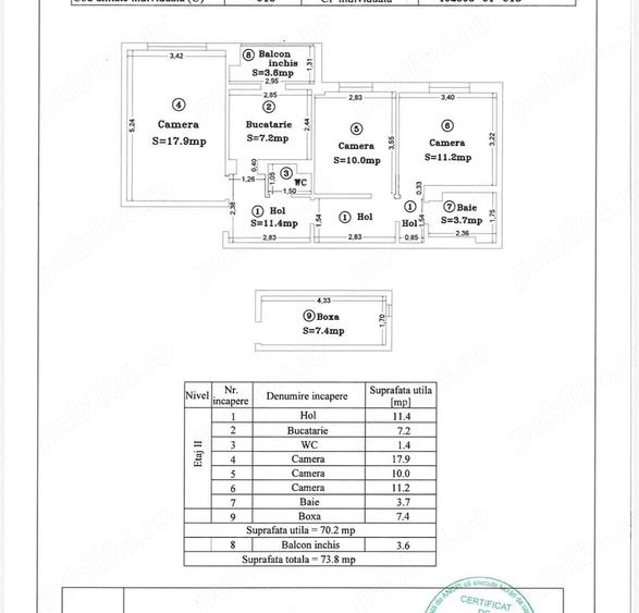 Apartament cu 3 camere decomandat în Central