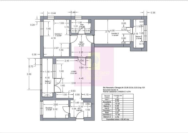 Apartament cu 3 camere semidecomandat în Berceni