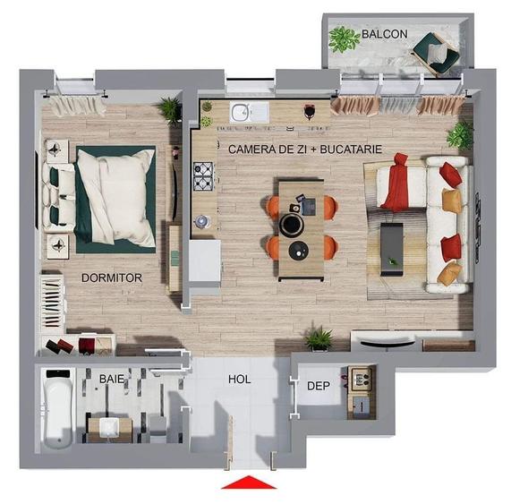 Apartament cu 2 camere decomandat în Central