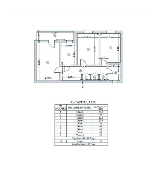 Apartament cu 3 camere decomandat în Decebal