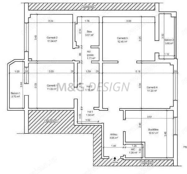 Apartament cu 4 camere semidecomandat, mobilat în Circumvalațiunii