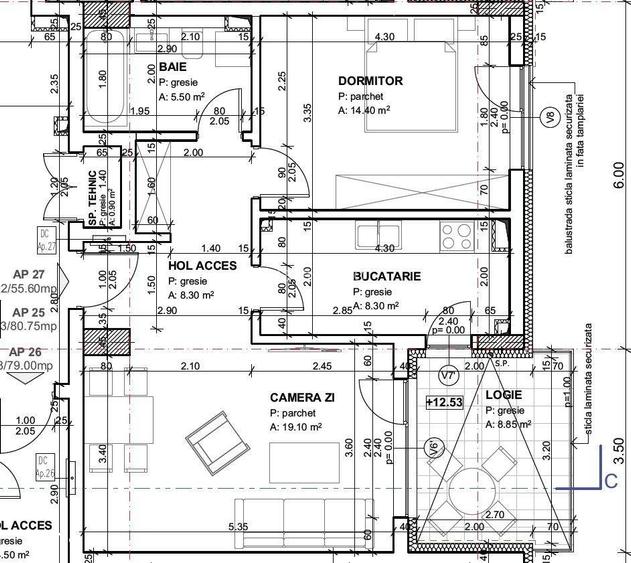 Apartament nou cu 2 camere decomandate, 54mp, etaj 2, cu garaj, in A.Muresanu