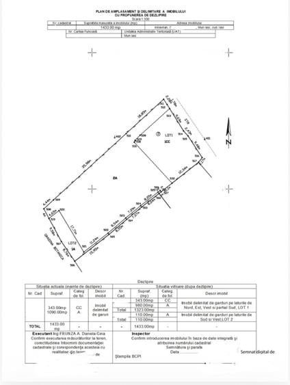 Teren Construcții intravilan de 1433 mp, în Central