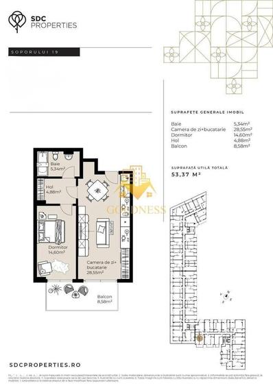 Apartament cu 2 camere semidecomandat în Sopor