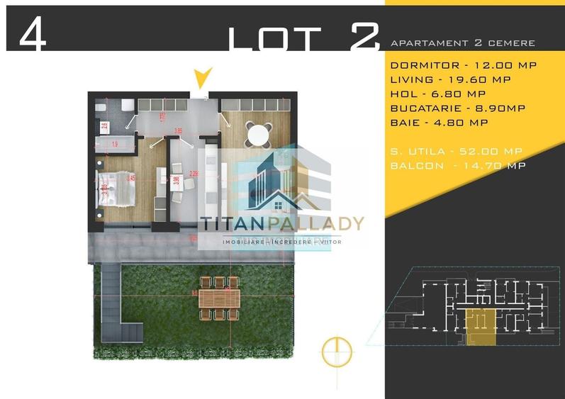 Apartament Modern 2 Camere, 54 mp Grădină, Pallady – Teclu - 5