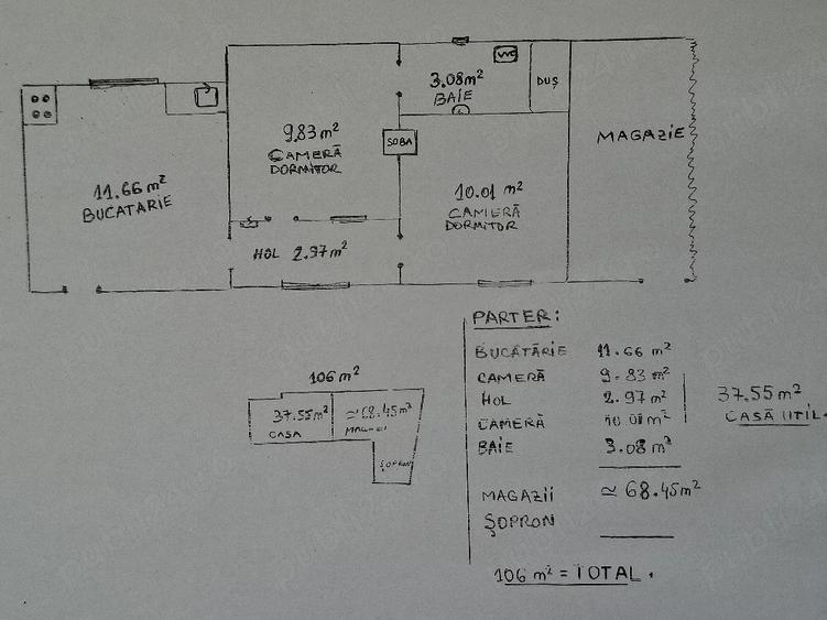 Casă cu 2 camere cu Teren 1200 Mp în Izvoarele