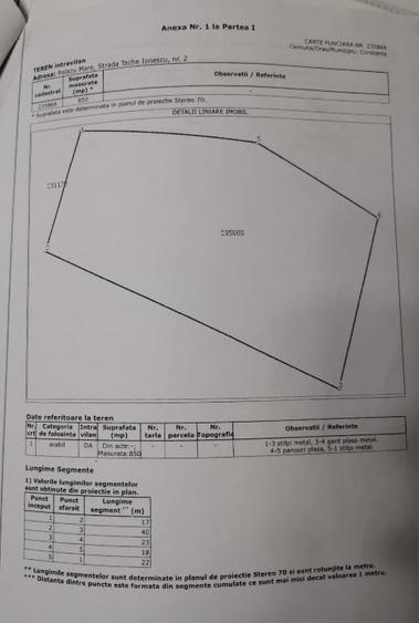 Teren Construcții intravilan de 850 mp, în Palazu Mare
