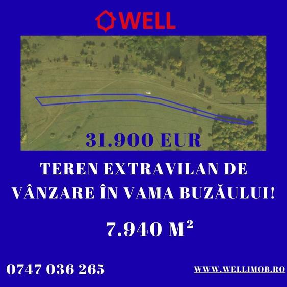 Teren agricol extravilan de 7940 mp, în Vama Buzăului