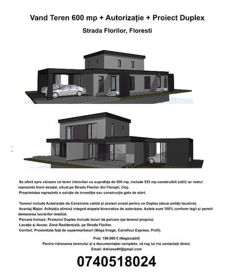 Teren Construcții intravilan de 533 mp, în Florești