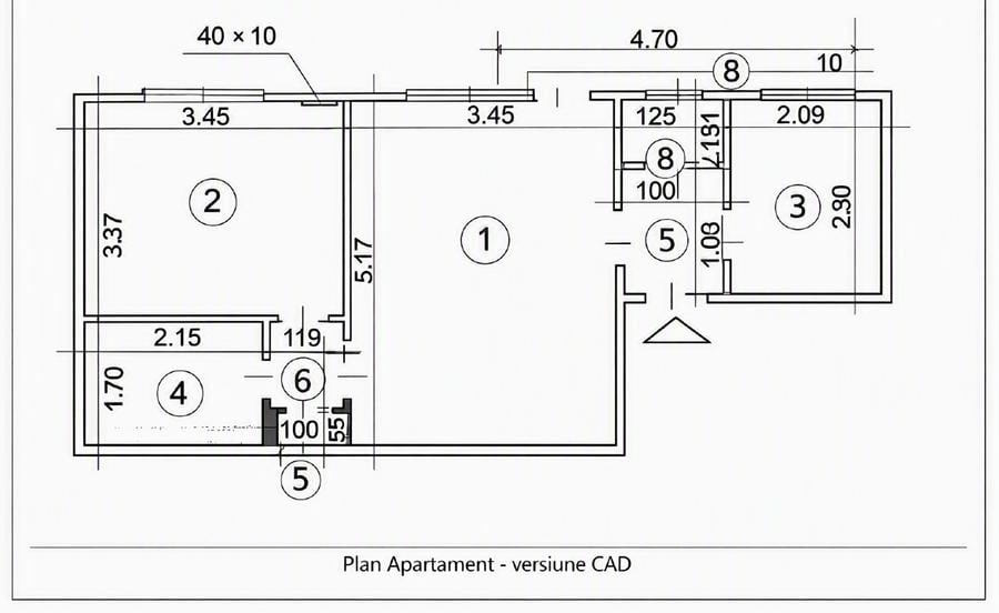 Apartament cu 2 camere semidecomandat în Domenii