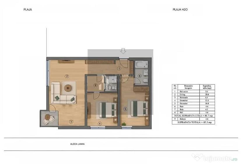Apartament cu 3 camere decomandat în Nord