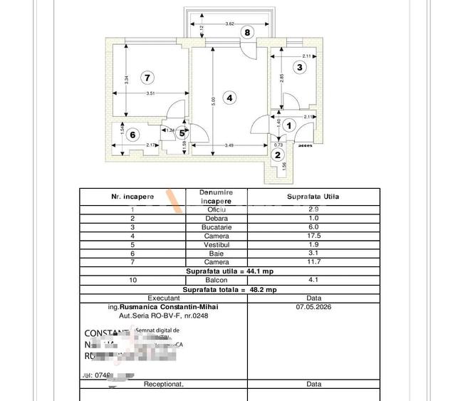 Apartament cu 2 camere semidecomandat în Astra