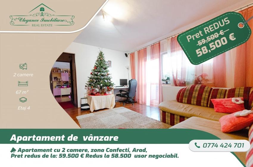Apartament cu 2 camere semidecomandat, mobilat în Confecții