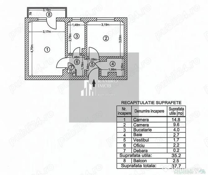 Apartament cu 3 camere decomandat, mobilat în Metalurgiei