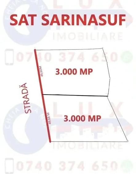 Teren de 6000 mp, în Sarinasuf
