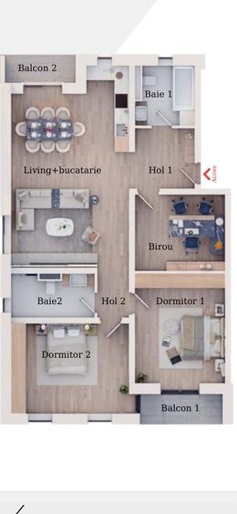 Apartament cu 3 camere decomandat în Exterior Vest
