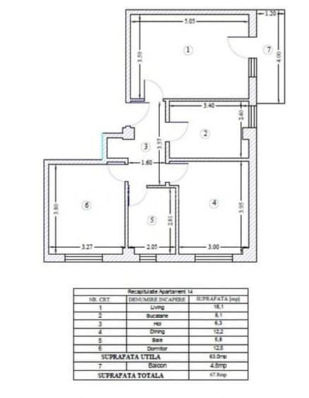 Apartament cu 3 camere decomandat în Galata