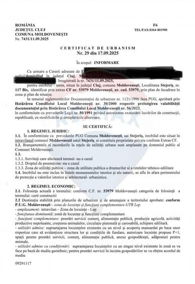 Teren de 3350 mp, în Moldovenești